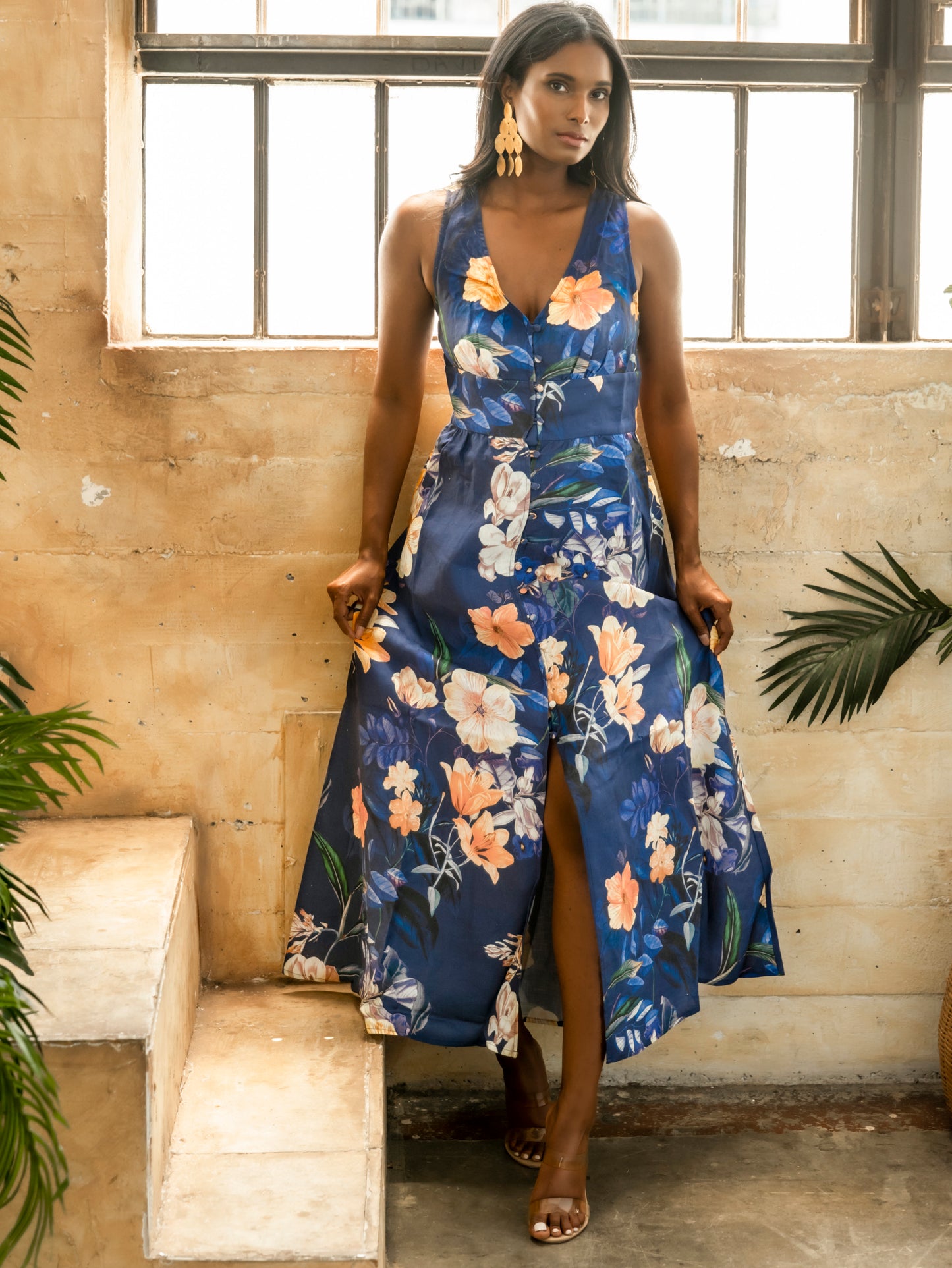 white cotton or linen dress Maxi linen dress AGRA in White