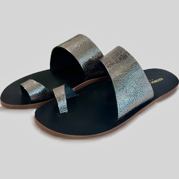 AMAYA - Silver Regina Romero Leather Resort Sandals for Women