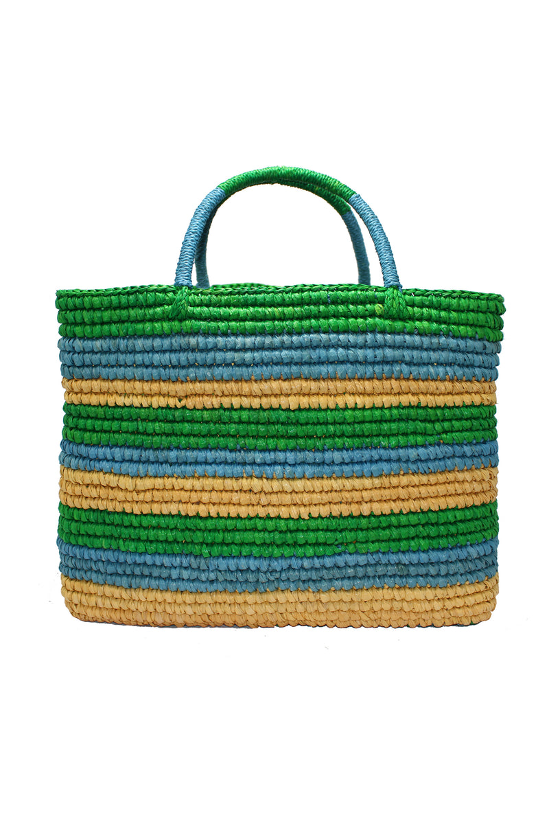 Striped Canasta Tote - Green/Blue/Yellow